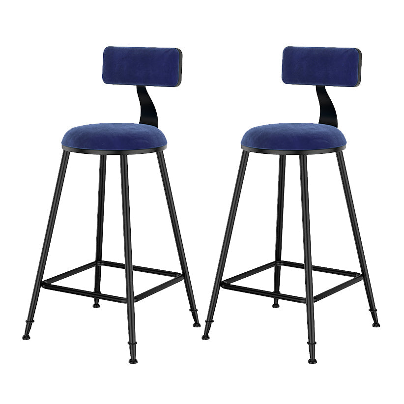Scandinavian Low Back Footrest Barstool Matte Finish Velvet Counter Stool Blue 2 Piece Set Bar Stool(30"H) Clearhalo 'Bar Furniture' 'Bar Stools' 'bar_stools' 'furn' 'furn_bar_stools' 'Furniture' 'furniture_bar_stools' 'Kitchen & Dining Furniture' 4759434