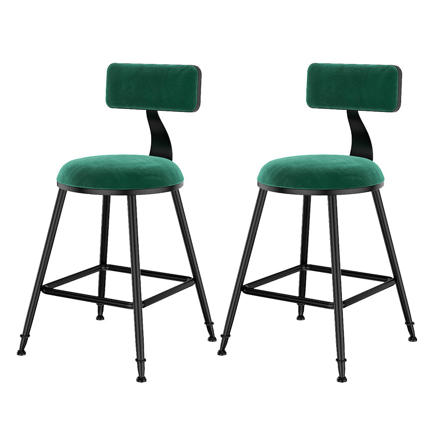 Scandinavian Low Back Footrest Barstool Matte Finish Velvet Counter Stool Green 2 Piece Set Short Stool(18"H) Clearhalo 'Bar Furniture' 'Bar Stools' 'bar_stools' 'furn' 'furn_bar_stools' 'Furniture' 'furniture_bar_stools' 'Kitchen & Dining Furniture' 4759435