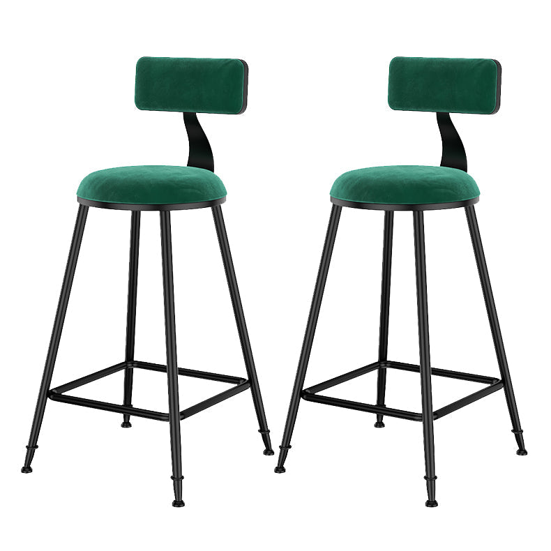 Scandinavian Low Back Footrest Barstool Matte Finish Velvet Counter Stool Green 2 Piece Set Counter Stool(26"H) Clearhalo 'Bar Furniture' 'Bar Stools' 'bar_stools' 'furn' 'furn_bar_stools' 'Furniture' 'furniture_bar_stools' 'Kitchen & Dining Furniture' 4759436
