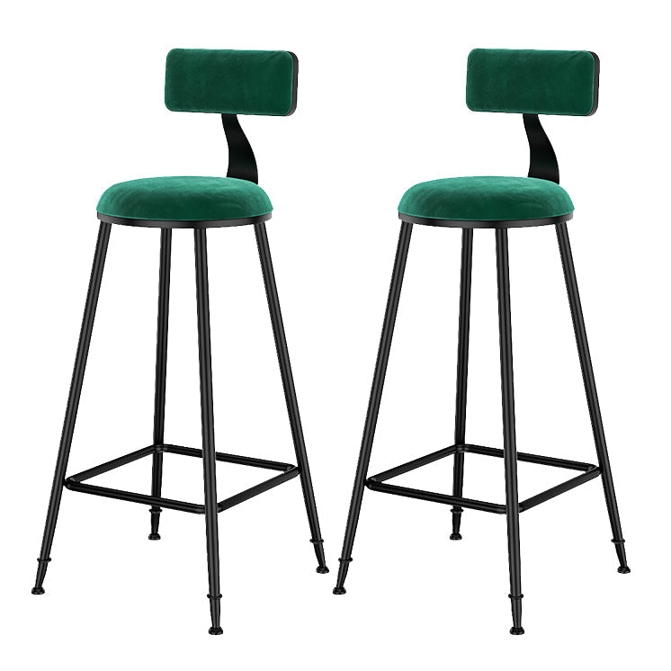 Scandinavian Low Back Footrest Barstool Matte Finish Velvet Counter Stool Green 2 Piece Set Bar Stool(30"H) Clearhalo 'Bar Furniture' 'Bar Stools' 'bar_stools' 'furn' 'furn_bar_stools' 'Furniture' 'furniture_bar_stools' 'Kitchen & Dining Furniture' 4759437