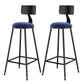 Scandinavian Low Back Footrest Barstool Matte Finish Velvet Counter Stool Black-Blue 2 Piece Set Bar Stool(30"H) Clearhalo 'Bar Furniture' 'Bar Stools' 'bar_stools' 'furn' 'furn_bar_stools' 'Furniture' 'furniture_bar_stools' 'Kitchen & Dining Furniture' 4759439