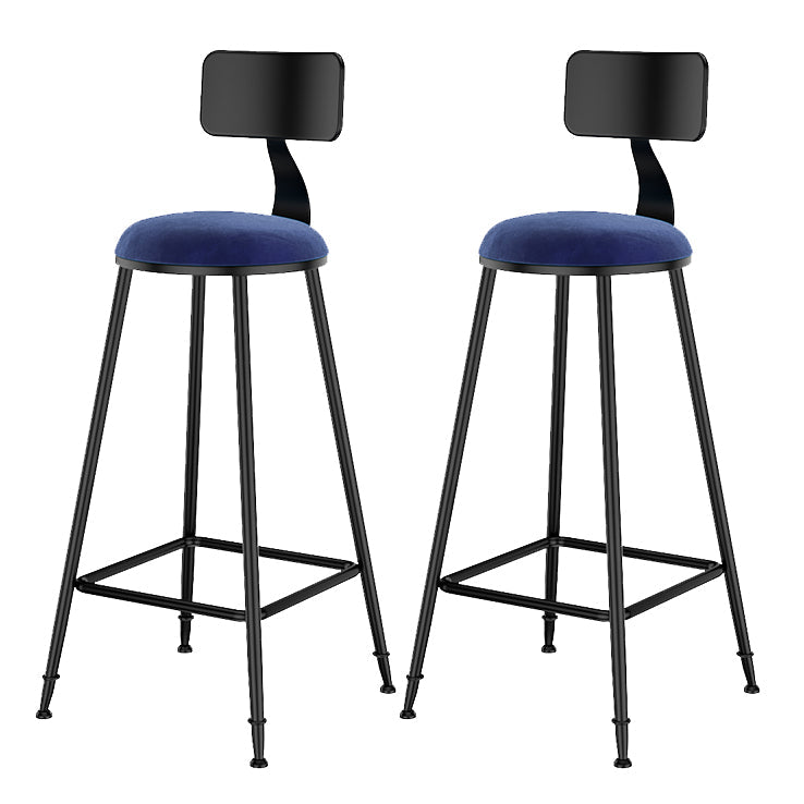 Scandinavian Low Back Footrest Barstool Matte Finish Velvet Counter Stool Black-Blue 2 Piece Set Bar Stool(30"H) Clearhalo 'Bar Furniture' 'Bar Stools' 'bar_stools' 'furn' 'furn_bar_stools' 'Furniture' 'furniture_bar_stools' 'Kitchen & Dining Furniture' 4759439