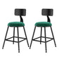 Scandinavian Low Back Footrest Barstool Matte Finish Velvet Counter Stool Black Green 2 Piece Set Short Stool(18"H) Clearhalo 'Bar Furniture' 'Bar Stools' 'bar_stools' 'furn' 'furn_bar_stools' 'Furniture' 'furniture_bar_stools' 'Kitchen & Dining Furniture' 4759440