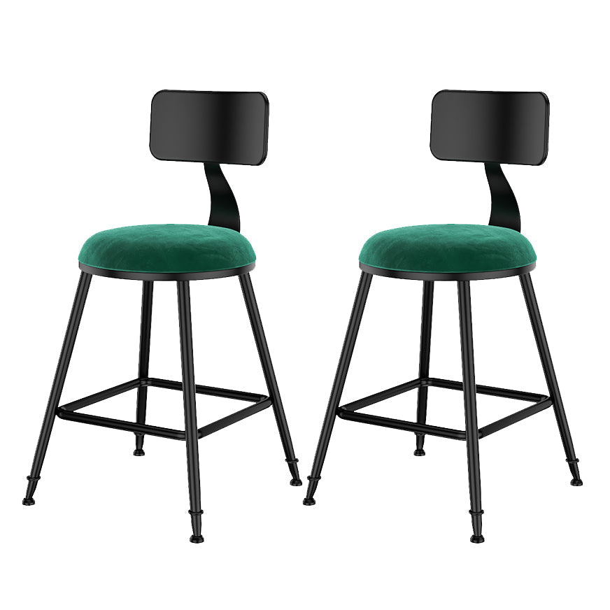 Scandinavian Low Back Footrest Barstool Matte Finish Velvet Counter Stool Black Green 2 Piece Set Short Stool(18"H) Clearhalo 'Bar Furniture' 'Bar Stools' 'bar_stools' 'furn' 'furn_bar_stools' 'Furniture' 'furniture_bar_stools' 'Kitchen & Dining Furniture' 4759440