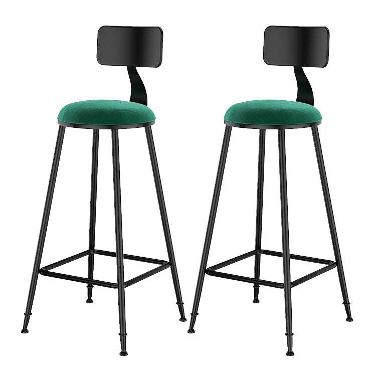 Scandinavian Low Back Footrest Barstool Matte Finish Velvet Counter Stool Black Green 2 Piece Set Bar Stool(30"H) Clearhalo 'Bar Furniture' 'Bar Stools' 'bar_stools' 'furn' 'furn_bar_stools' 'Furniture' 'furniture_bar_stools' 'Kitchen & Dining Furniture' 4759442