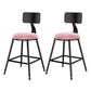 Scandinavian Low Back Footrest Barstool Matte Finish Velvet Counter Stool Black-Pink 2 Piece Set Short Stool(18"H) Clearhalo 'Bar Furniture' 'Bar Stools' 'bar_stools' 'furn' 'furn_bar_stools' 'Furniture' 'furniture_bar_stools' 'Kitchen & Dining Furniture' 4759443
