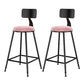 Scandinavian Low Back Footrest Barstool Matte Finish Velvet Counter Stool Black-Pink 2 Piece Set Counter Stool(26"H) Clearhalo 'Bar Furniture' 'Bar Stools' 'bar_stools' 'furn' 'furn_bar_stools' 'Furniture' 'furniture_bar_stools' 'Kitchen & Dining Furniture' 4759444