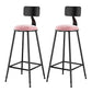 Scandinavian Low Back Footrest Barstool Matte Finish Velvet Counter Stool Black-Pink 2 Piece Set Bar Stool(30"H) Clearhalo 'Bar Furniture' 'Bar Stools' 'bar_stools' 'furn' 'furn_bar_stools' 'Furniture' 'furniture_bar_stools' 'Kitchen & Dining Furniture' 4759445