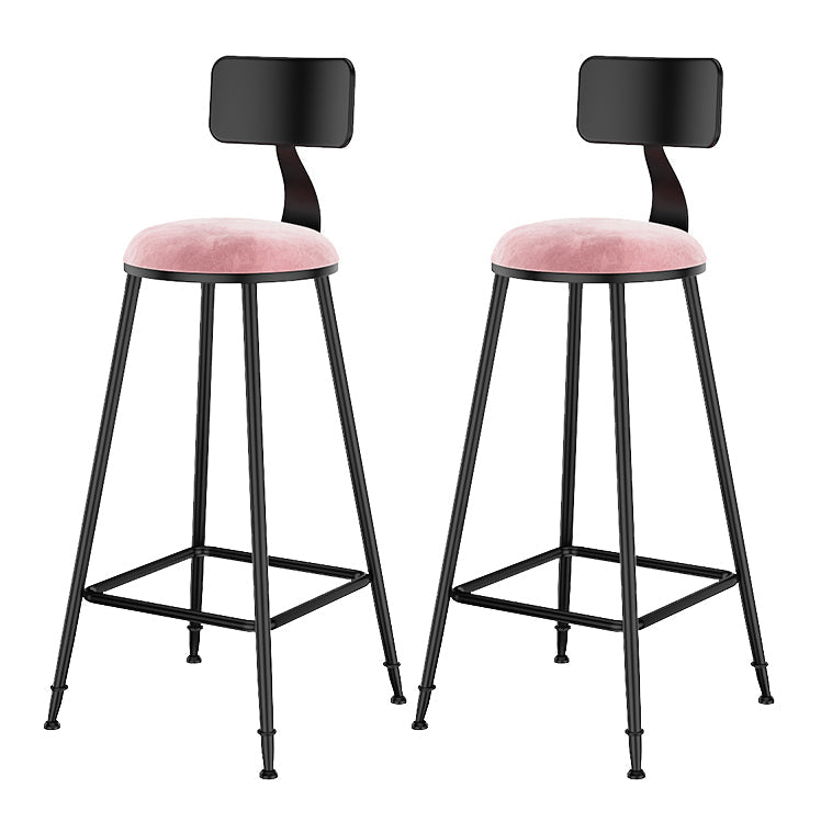Scandinavian Low Back Footrest Barstool Matte Finish Velvet Counter Stool Black-Pink 2 Piece Set Bar Stool(30"H) Clearhalo 'Bar Furniture' 'Bar Stools' 'bar_stools' 'furn' 'furn_bar_stools' 'Furniture' 'furniture_bar_stools' 'Kitchen & Dining Furniture' 4759445