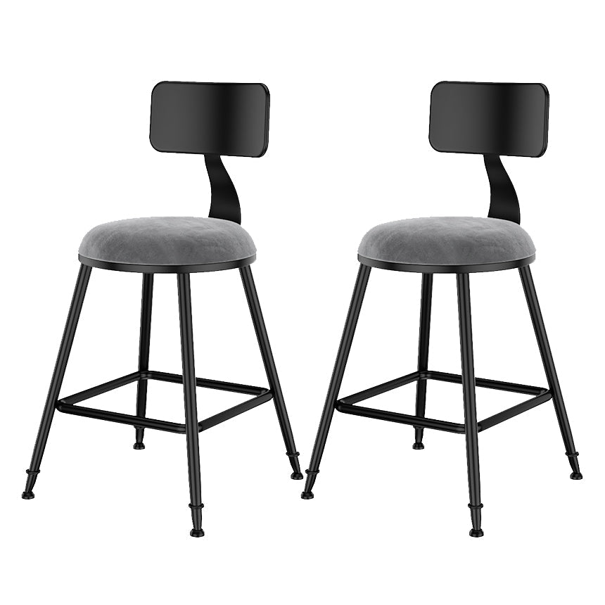 Scandinavian Low Back Footrest Barstool Matte Finish Velvet Counter Stool Black Gray 2 Piece Set Short Stool(18"H) Clearhalo 'Bar Furniture' 'Bar Stools' 'bar_stools' 'furn' 'furn_bar_stools' 'Furniture' 'furniture_bar_stools' 'Kitchen & Dining Furniture' 4759446