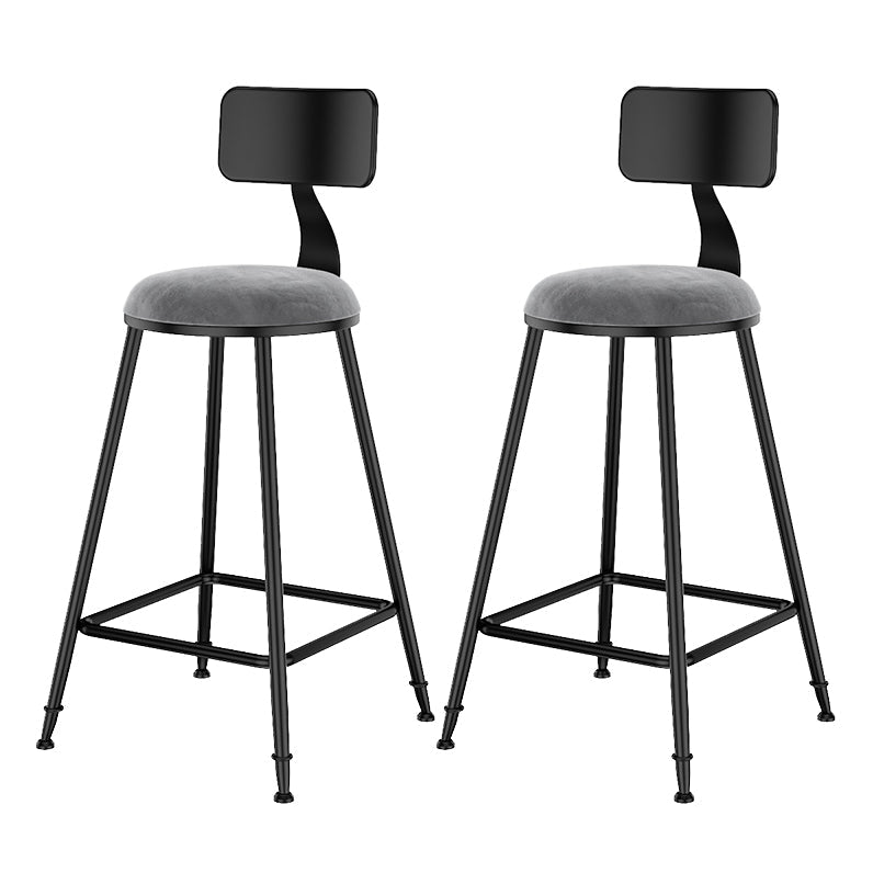 Scandinavian Low Back Footrest Barstool Matte Finish Velvet Counter Stool Black Gray 2 Piece Set Clearhalo 'Bar Furniture' 'Bar Stools' 'bar_stools' 'furn' 'furn_bar_stools' 'Furniture' 'furniture_bar_stools' 'Kitchen & Dining Furniture' 4759447