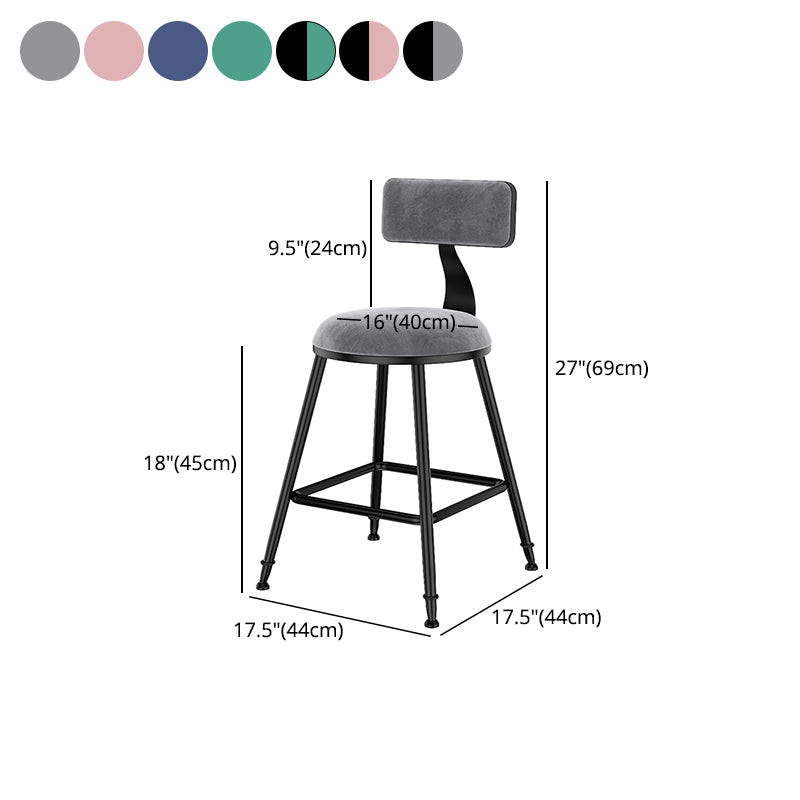 Scandinavian Low Back Footrest Barstool Matte Finish Velvet Counter Stool Clearhalo 'Bar Furniture' 'Bar Stools' 'bar_stools' 'furn' 'furn_bar_stools' 'Furniture' 'furniture_bar_stools' 'Kitchen & Dining Furniture' 4759448