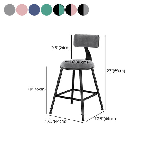 Scandinavian Low Back Footrest Barstool Matte Finish Velvet Counter Stool Clearhalo 'Bar Furniture' 'Bar Stools' 'bar_stools' 'furn' 'furn_bar_stools' 'Furniture' 'furniture_bar_stools' 'Kitchen & Dining Furniture' 4759448