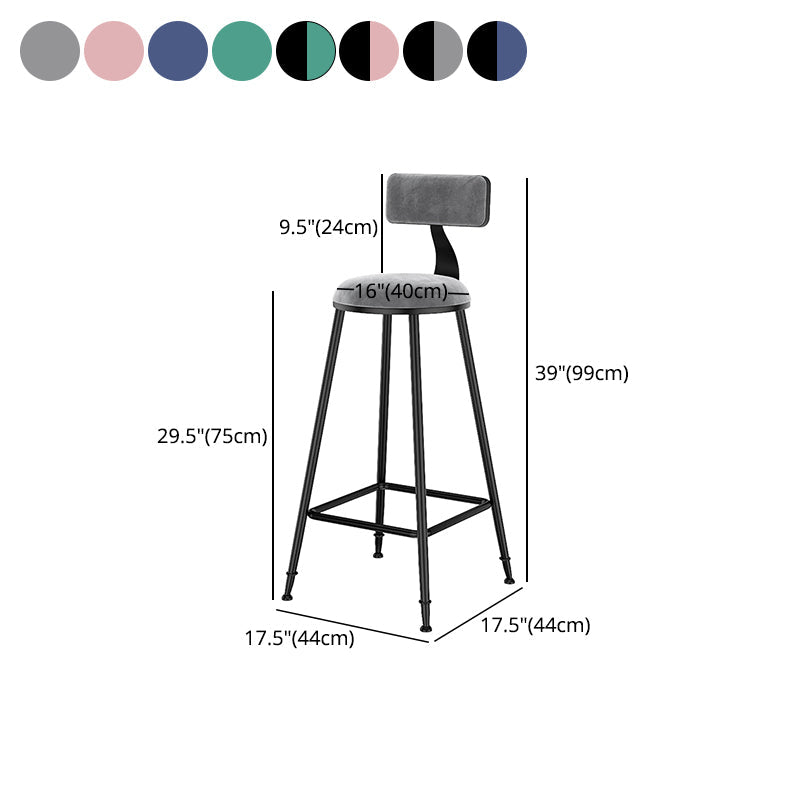 Scandinavian Low Back Footrest Barstool Matte Finish Velvet Counter Stool Clearhalo 'Bar Furniture' 'Bar Stools' 'bar_stools' 'furn' 'furn_bar_stools' 'Furniture' 'furniture_bar_stools' 'Kitchen & Dining Furniture' 4759450