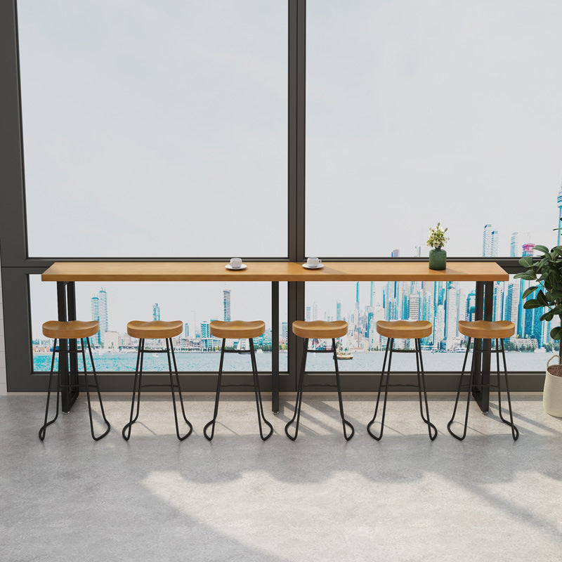 Solid Wood Bar Table Industrial Bar Dining Table with 3 Legs in Black 94.5"L x 15.7"W x 41.3"H Without Chairs Clearhalo 'Bar Furniture' 'Bar Tables' 'bar_tables' 'furn' 'furn_bar_tables' 'Furniture' 'furniture_bar_tables' 'Kitchen & Dining Furniture' 4759468