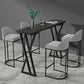 Stone Bar Dining Table Industrial Bar Dining Table with Double Pedestal Base 70.9"L x 15.7"W x 41.3"H Black Without Chairs Clearhalo 'Bar Furniture' 'Bar Tables' 'bar_tables' 'furn' 'furn_bar_tables' 'Furniture' 'furniture_bar_tables' 'Kitchen & Dining Furniture' 4759483