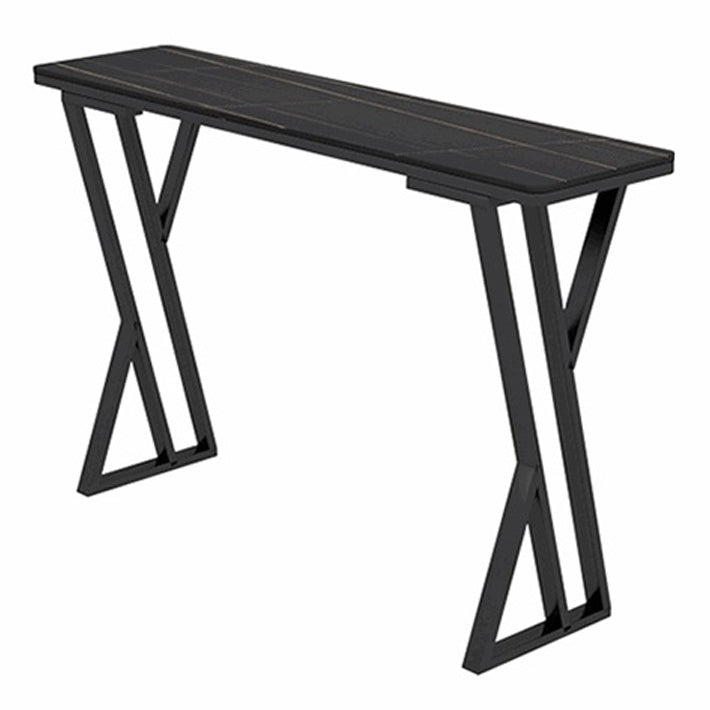 Stone Bar Dining Table Industrial Bar Dining Table with Double Pedestal Base Black Without Chairs Clearhalo 'Bar Furniture' 'Bar Tables' 'bar_tables' 'furn' 'furn_bar_tables' 'Furniture' 'furniture_bar_tables' 'Kitchen & Dining Furniture' 4759486