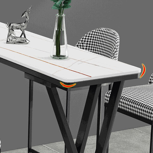 Stone Bar Dining Table Industrial Bar Dining Table with Double Pedestal Base Clearhalo 'Bar Furniture' 'Bar Tables' 'bar_tables' 'furn' 'furn_bar_tables' 'Furniture' 'furniture_bar_tables' 'Kitchen & Dining Furniture' 4759488