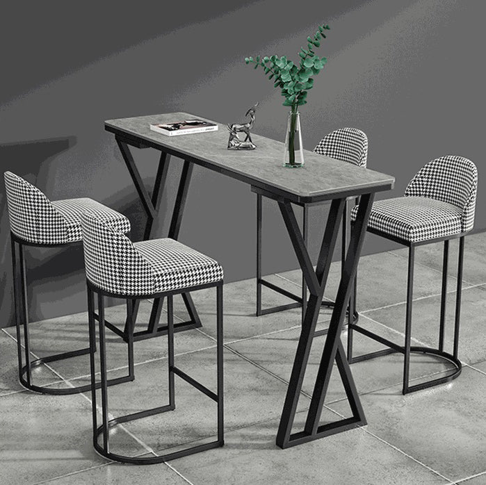 Stone Bar Dining Table Industrial Bar Dining Table with Double Pedestal Base Clearhalo 'Bar Furniture' 'Bar Tables' 'bar_tables' 'furn' 'furn_bar_tables' 'Furniture' 'furniture_bar_tables' 'Kitchen & Dining Furniture' 4759490