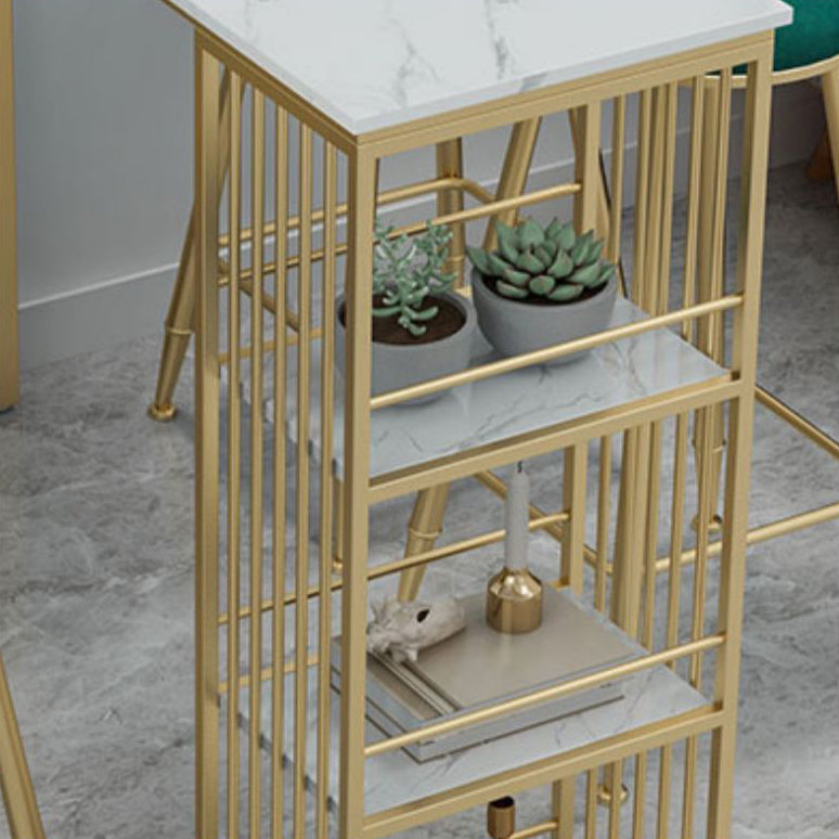 Stone Top Bar Dining Table Traditional Luxury Rectangle Bar Table with Sled Base in Gold Clearhalo 'Bar Furniture' 'Bar Tables' 'bar_tables' 'furn' 'furn_bar_tables' 'Furniture' 'furniture_bar_tables' 'Kitchen & Dining Furniture' 4759503