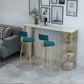 Stone Top Bar Dining Table Traditional Luxury Rectangle Bar Table with Sled Base in Gold Clearhalo 'Bar Furniture' 'Bar Tables' 'bar_tables' 'furn' 'furn_bar_tables' 'Furniture' 'furniture_bar_tables' 'Kitchen & Dining Furniture' 4759507