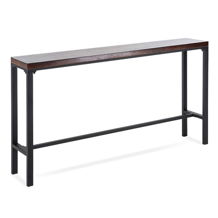 Solid Wood Bar Dining Table Industrial Bar Table with Trestle Base in Black Without Chairs Clearhalo 'Bar Furniture' 'Bar Tables' 'bar_tables' 'furn' 'furn_bar_tables' 'Furniture' 'furniture_bar_tables' 'Kitchen & Dining Furniture' 4759520