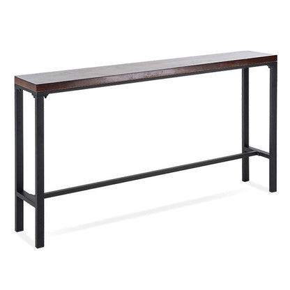 Solid Wood Bar Dining Table Industrial Bar Table with Trestle Base in Black Without Chairs Clearhalo 'Bar Furniture' 'Bar Tables' 'bar_tables' 'furn' 'furn_bar_tables' 'Furniture' 'furniture_bar_tables' 'Kitchen & Dining Furniture' 4759520