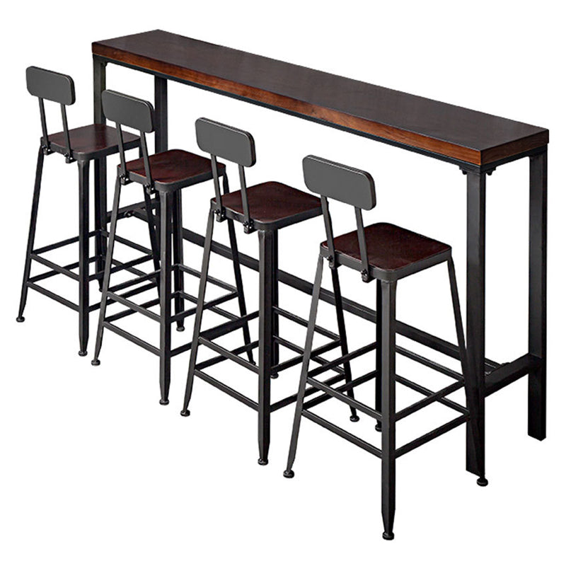 Solid Wood Bar Dining Table Industrial Bar Table with Trestle Base in Black Clearhalo 'Bar Furniture' 'Bar Tables' 'bar_tables' 'furn' 'furn_bar_tables' 'Furniture' 'furniture_bar_tables' 'Kitchen & Dining Furniture' 4759523