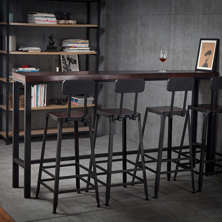 Solid Wood Bar Dining Table Industrial Bar Table with Trestle Base in Black Clearhalo 'Bar Furniture' 'Bar Tables' 'bar_tables' 'furn' 'furn_bar_tables' 'Furniture' 'furniture_bar_tables' 'Kitchen & Dining Furniture' 4759524