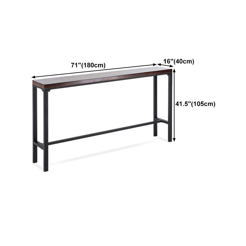Solid Wood Bar Dining Table Industrial Bar Table with Trestle Base in Black Clearhalo 'Bar Furniture' 'Bar Tables' 'bar_tables' 'furn' 'furn_bar_tables' 'Furniture' 'furniture_bar_tables' 'Kitchen & Dining Furniture' 4759528