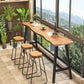 Pine Wood Bar Dining Table Industrial Bar Dining Table with Black Trestle Base 55.1"L x 17.7"W x 41.3"H Without Chairs Clearhalo 'Bar Furniture' 'Bar Tables' 'bar_tables' 'furn' 'furn_bar_tables' 'Furniture' 'furniture_bar_tables' 'Kitchen & Dining Furniture' 4759535
