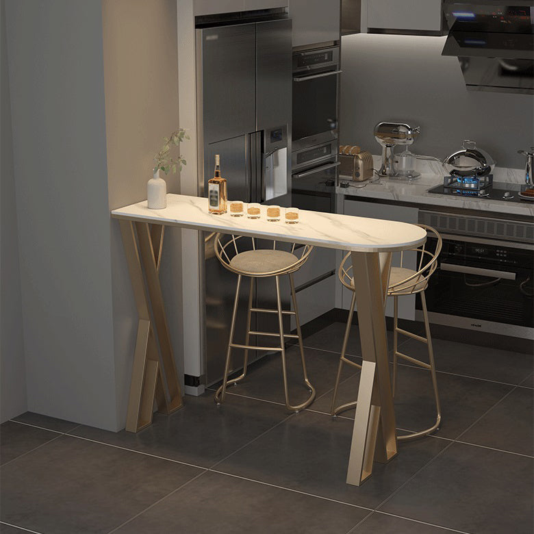 Stone Bar Counter Traditional Luxury Bar Counter with Double Pedestal Base 55.1"L x 15.7"W x 41.3"H White Without Chairs Clearhalo 'Bar Furniture' 'Bar Tables' 'bar_tables' 'furn' 'furn_bar_tables' 'Furniture' 'furniture_bar_tables' 'Kitchen & Dining Furniture' 4759556