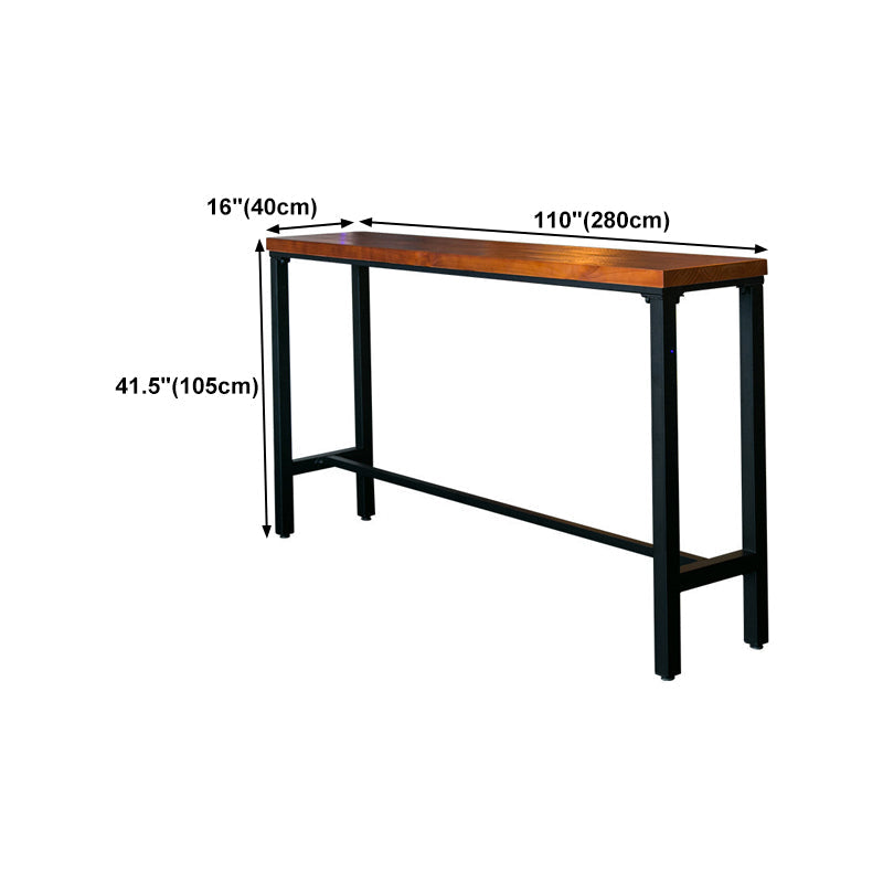 Solid Wood Bar Dining Table Industrial Bar Dining Table with Trestle Base in Black Clearhalo 'Bar Furniture' 'Bar Tables' 'bar_tables' 'furn' 'furn_bar_tables' 'Furniture' 'furniture_bar_tables' 'Kitchen & Dining Furniture' 4759582