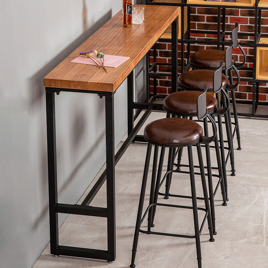 Pine Wood Bar Dining Table Industrial Bar Dining Table with Trestle Base 39.4"L x 15.7"W x 41.3"H Without Chairs Clearhalo 'Bar Furniture' 'Bar Tables' 'bar_tables' 'furn' 'furn_bar_tables' 'Furniture' 'furniture_bar_tables' 'Kitchen & Dining Furniture' 4759586