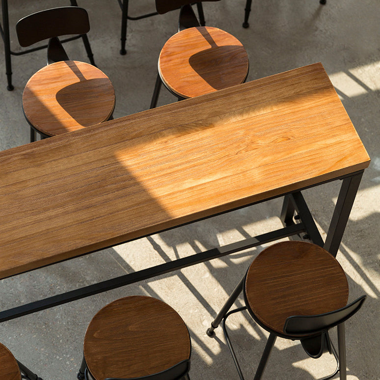 Pine Wood Bar Dining Table Industrial Bar Dining Table with Trestle Base Clearhalo 'Bar Furniture' 'Bar Tables' 'bar_tables' 'furn' 'furn_bar_tables' 'Furniture' 'furniture_bar_tables' 'Kitchen & Dining Furniture' 4759589