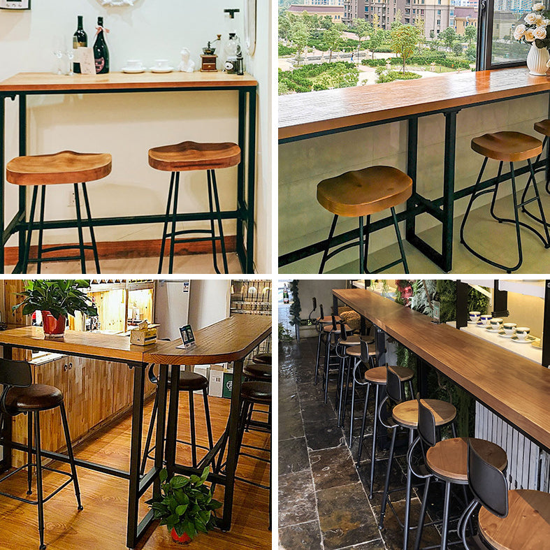 Pine Wood Bar Dining Table Industrial Bar Dining Table with Trestle Base Clearhalo 'Bar Furniture' 'Bar Tables' 'bar_tables' 'furn' 'furn_bar_tables' 'Furniture' 'furniture_bar_tables' 'Kitchen & Dining Furniture' 4759591