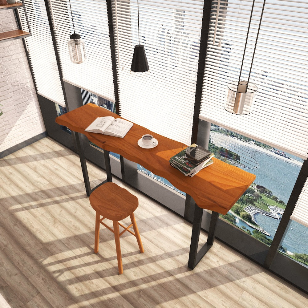 Rectangle Bar Dining Table Contemporary Bar Table with Sled Base 63"L x 17.7"W x 41.3"H Without Chairs Clearhalo 'Bar Furniture' 'Bar Tables' 'bar_tables' 'furn' 'furn_bar_tables' 'Furniture' 'furniture_bar_tables' 'Kitchen & Dining Furniture' 4759606