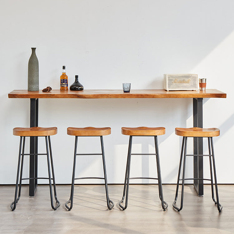 Solid Wood Bar Dining Table Industrial Bar Dining Table with Sled Base in Black 47.2"L x 23.6"W x 41.3"H Without Chairs Clearhalo 'Bar Furniture' 'Bar Tables' 'bar_tables' 'furn' 'furn_bar_tables' 'Furniture' 'furniture_bar_tables' 'Kitchen & Dining Furniture' 4759622