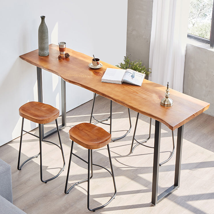 Solid Wood Bar Dining Table Industrial Bar Dining Table with Sled Base in Black 55.1"L x 17.7"W x 41.3"H Without Chairs Clearhalo 'Bar Furniture' 'Bar Tables' 'bar_tables' 'furn' 'furn_bar_tables' 'Furniture' 'furniture_bar_tables' 'Kitchen & Dining Furniture' 4759625