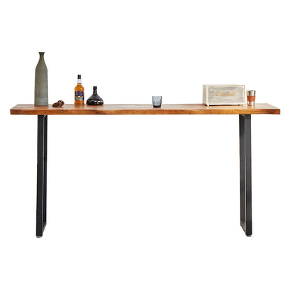 Solid Wood Bar Dining Table Industrial Bar Dining Table with Sled Base in Black Without Chairs Clearhalo 'Bar Furniture' 'Bar Tables' 'bar_tables' 'furn' 'furn_bar_tables' 'Furniture' 'furniture_bar_tables' 'Kitchen & Dining Furniture' 4759626