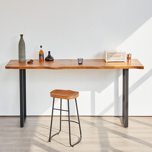 Solid Wood Bar Dining Table Industrial Bar Dining Table with Sled Base in Black Clearhalo 'Bar Furniture' 'Bar Tables' 'bar_tables' 'furn' 'furn_bar_tables' 'Furniture' 'furniture_bar_tables' 'Kitchen & Dining Furniture' 4759632