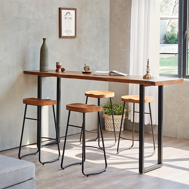 Solid Wood Bar Dining Table Industrial Bar Dining Table with Sled Base in Black Clearhalo 'Bar Furniture' 'Bar Tables' 'bar_tables' 'furn' 'furn_bar_tables' 'Furniture' 'furniture_bar_tables' 'Kitchen & Dining Furniture' 4759634