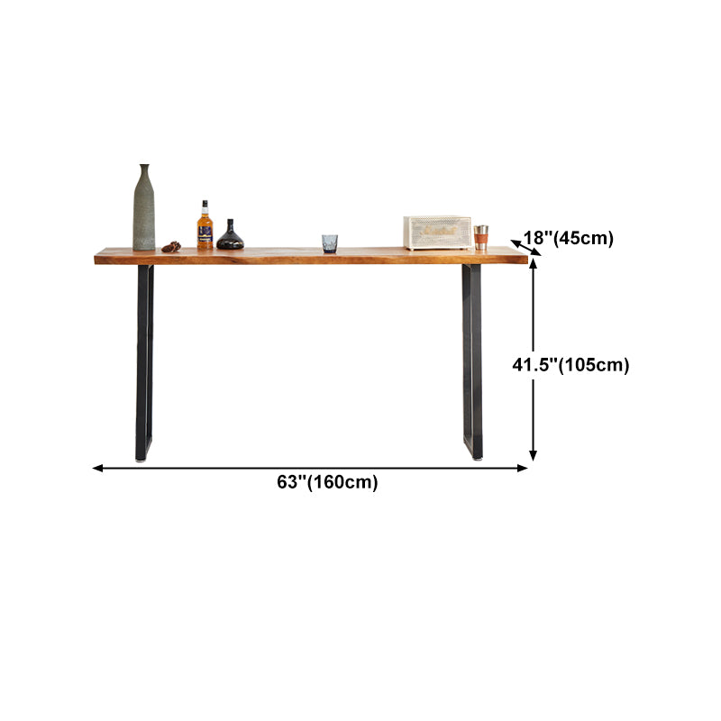 Solid Wood Bar Dining Table Industrial Bar Dining Table with Sled Base in Black Clearhalo 'Bar Furniture' 'Bar Tables' 'bar_tables' 'furn' 'furn_bar_tables' 'Furniture' 'furniture_bar_tables' 'Kitchen & Dining Furniture' 4759638