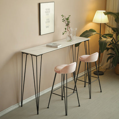 Stone Bar Dining Table Industrial Bar Dining Table with 4 Black Legs White Without Chairs Clearhalo 'Bar Furniture' 'Bar Tables' 'bar_tables' 'furn' 'furn_bar_tables' 'Furniture' 'furniture_bar_tables' 'Kitchen & Dining Furniture' 4759675