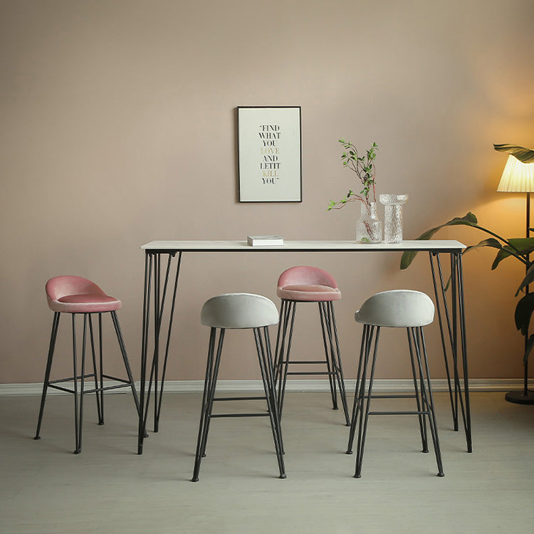Stone Bar Dining Table Industrial Bar Dining Table with 4 Black Legs Clearhalo 'Bar Furniture' 'Bar Tables' 'bar_tables' 'furn' 'furn_bar_tables' 'Furniture' 'furniture_bar_tables' 'Kitchen & Dining Furniture' 4759682