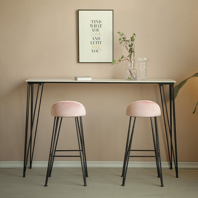 Stone Bar Dining Table Industrial Bar Dining Table with 4 Black Legs Clearhalo 'Bar Furniture' 'Bar Tables' 'bar_tables' 'furn' 'furn_bar_tables' 'Furniture' 'furniture_bar_tables' 'Kitchen & Dining Furniture' 4759684