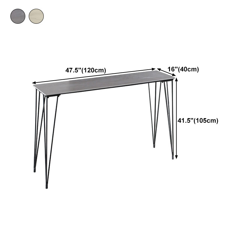 Stone Bar Dining Table Industrial Bar Dining Table with 4 Black Legs Clearhalo 'Bar Furniture' 'Bar Tables' 'bar_tables' 'furn' 'furn_bar_tables' 'Furniture' 'furniture_bar_tables' 'Kitchen & Dining Furniture' 4759688