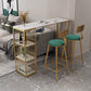 Stone Bar Table Traditional Luxury Rectangle Bar Table with Sled Base White 63"L x 15.7"W x 41.3"H Gold Clearhalo 'Bar Furniture' 'Bar Tables' 'bar_tables' 'Furniture' 'furniture_bar_tables' 'Kitchen & Dining Furniture' 4759695