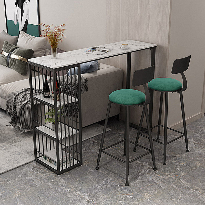 Stone Bar Table Traditional Luxury Rectangle Bar Table with Sled Base White Black Clearhalo 'Bar Furniture' 'Bar Tables' 'bar_tables' 'Furniture' 'furniture_bar_tables' 'Kitchen & Dining Furniture' 4759696