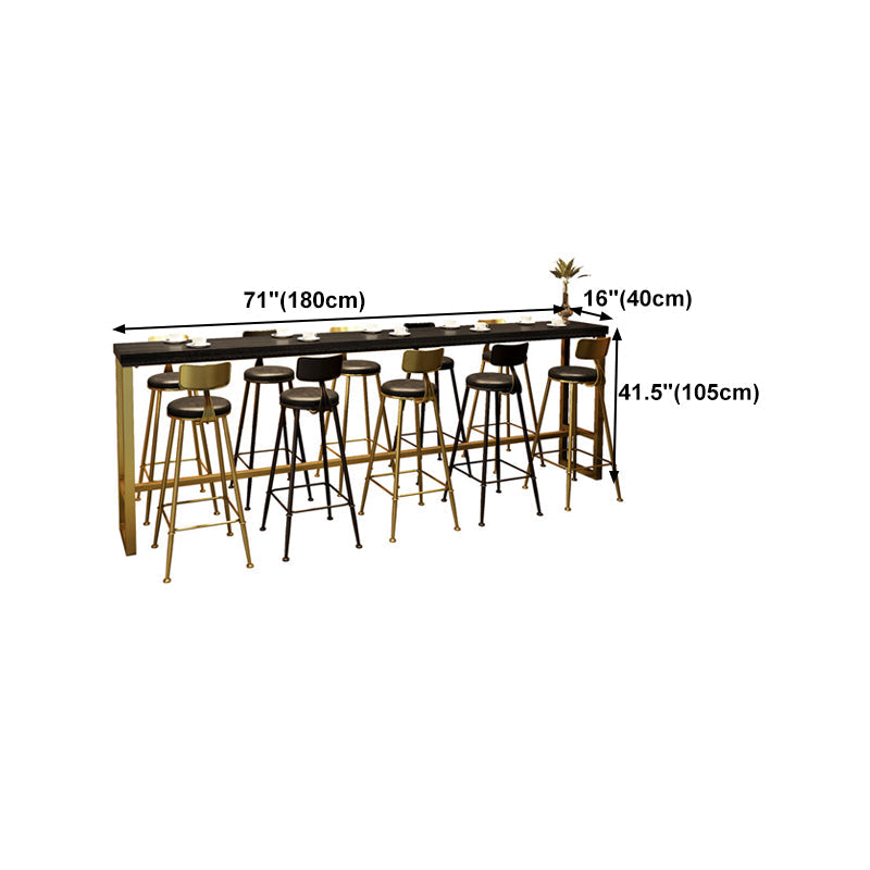 Wood Top Bar Dining Table Traditional Luxury Rectangle Bar Table with Trestle Base in Gold Clearhalo 'Bar Furniture' 'Bar Tables' 'bar_tables' 'furn' 'furn_bar_tables' 'Furniture' 'furniture_bar_tables' 'Kitchen & Dining Furniture' 4759715